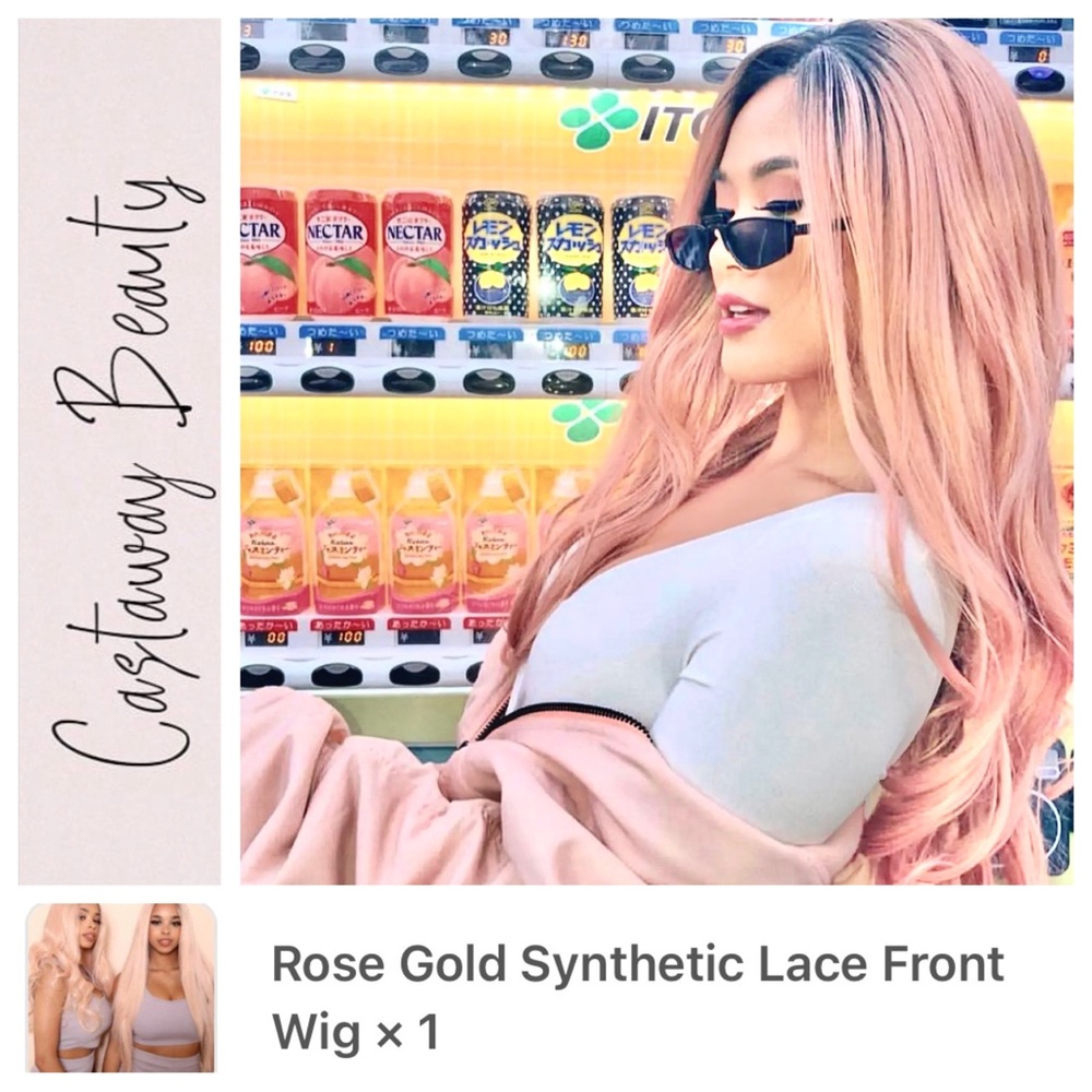 Castaway Beauty Synthetic Wig, Rose Gold Lace Front NEW